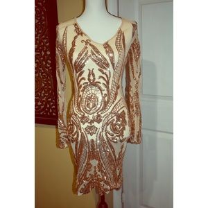 Sexy Sequin Dress / Rose Gold / S